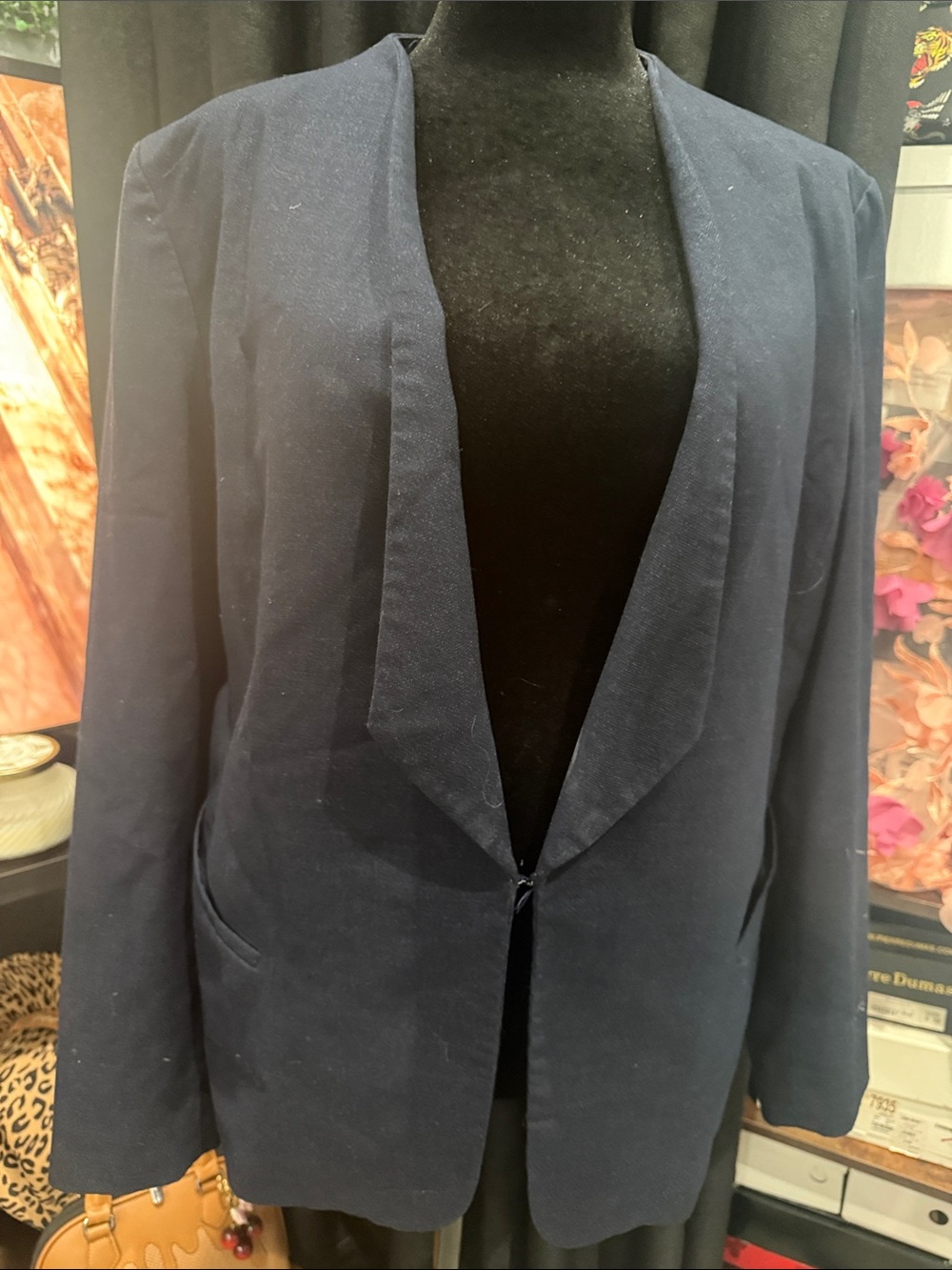 Alex Marie Navy Open-Front Blazer